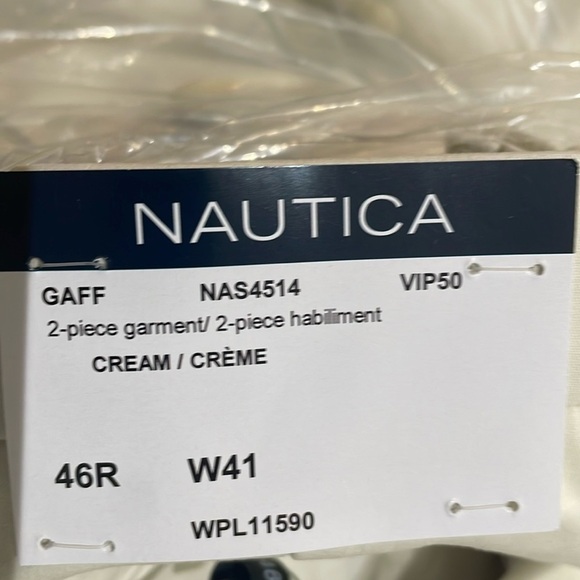 Nautica Modern Fit Stretch Cotton Cream 2 Piece Suit - NWT - Picture 8 of 9